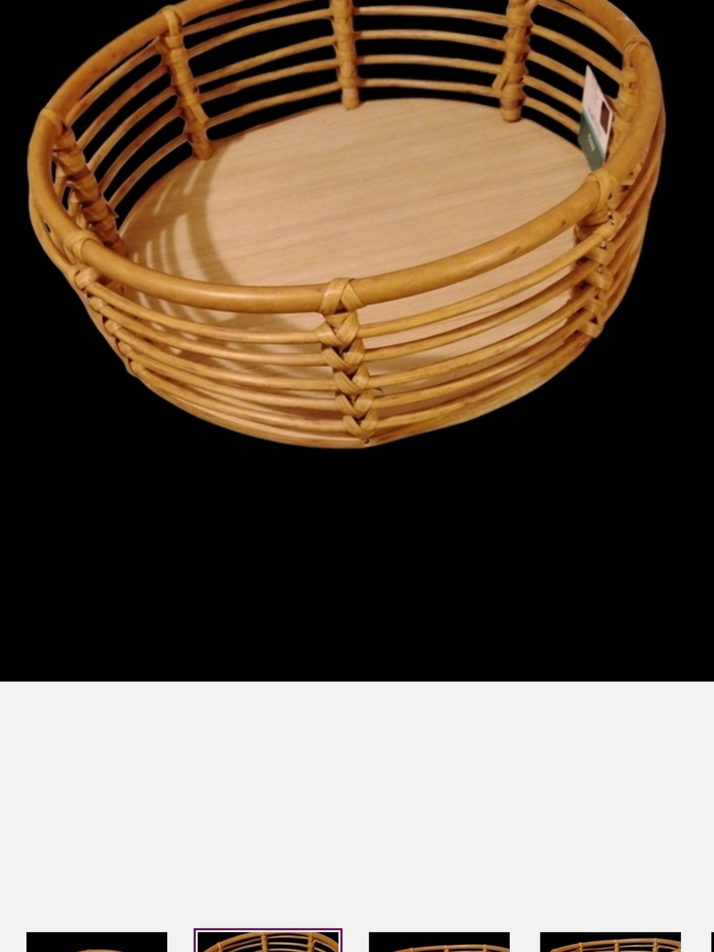 Handcrafted Tan Rattan Round Serving Tray - Picture 8 of 8